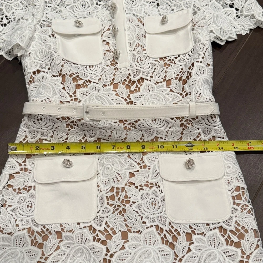 Self-Portrait White Lace Pocket Minidress - Picture 14 of 14